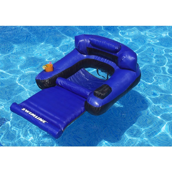 Swimline Fabric Covered Floating Pool Lounger, Blue/Black