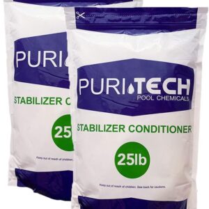 Puri Tech 50 lb Pool Stabilizer – Cyanuric Acid Conditioner for Pools & Spas, UV Protection Improves Chlorine Longevity