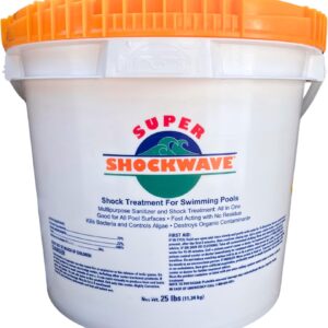 Super Shockwave Pool Shock – 73% Cal-Hypo Granular Chlorine Sanitizer, 25 lb – Kills Algae, Bacteria & Microorganisms for Crystal Clear Pool Water