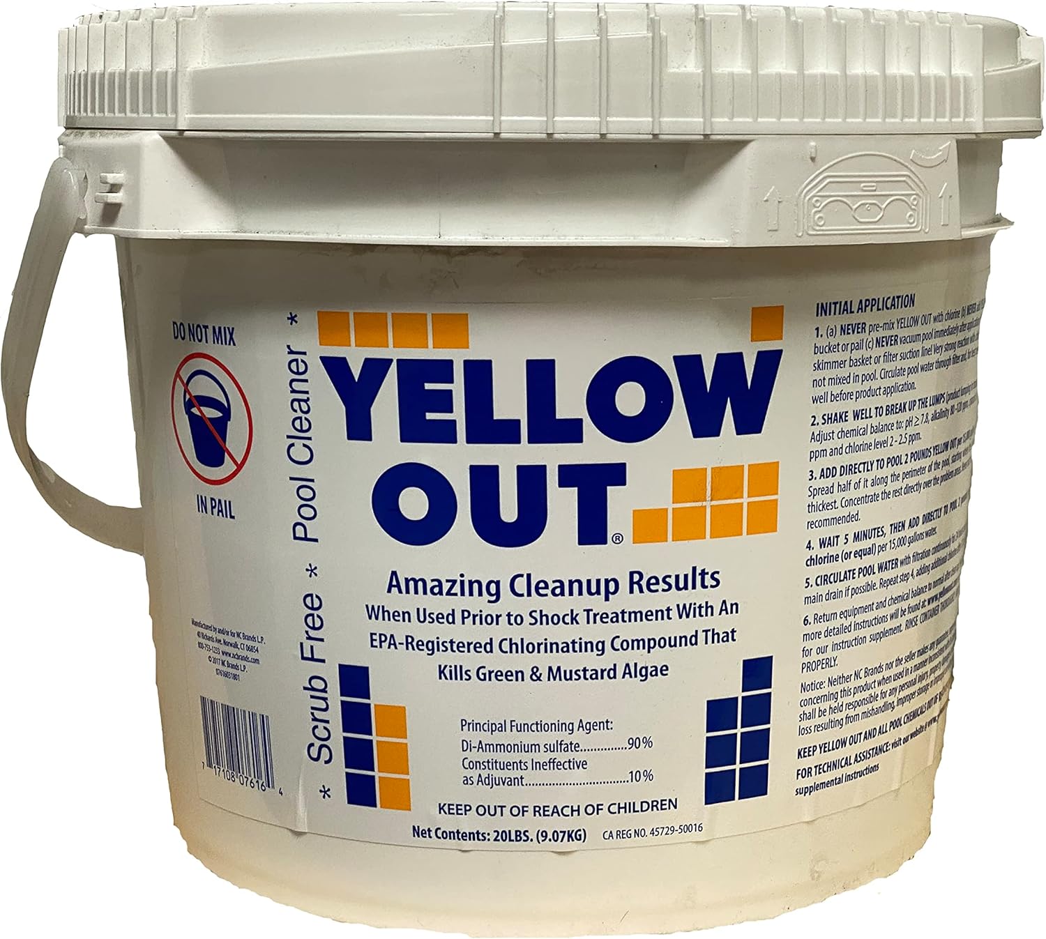 Yellow Out Pool Sanitizer 20 lb – Mustard & Yellow Algae Treatment for Swimming Pools, Enhances Chlorine Effectiveness